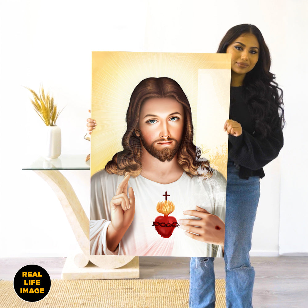 Jesus Sacred Heart Yellow -Acrylic Wall Art