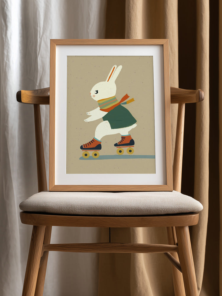 Skating Bunny Adventure Metal Wall Art