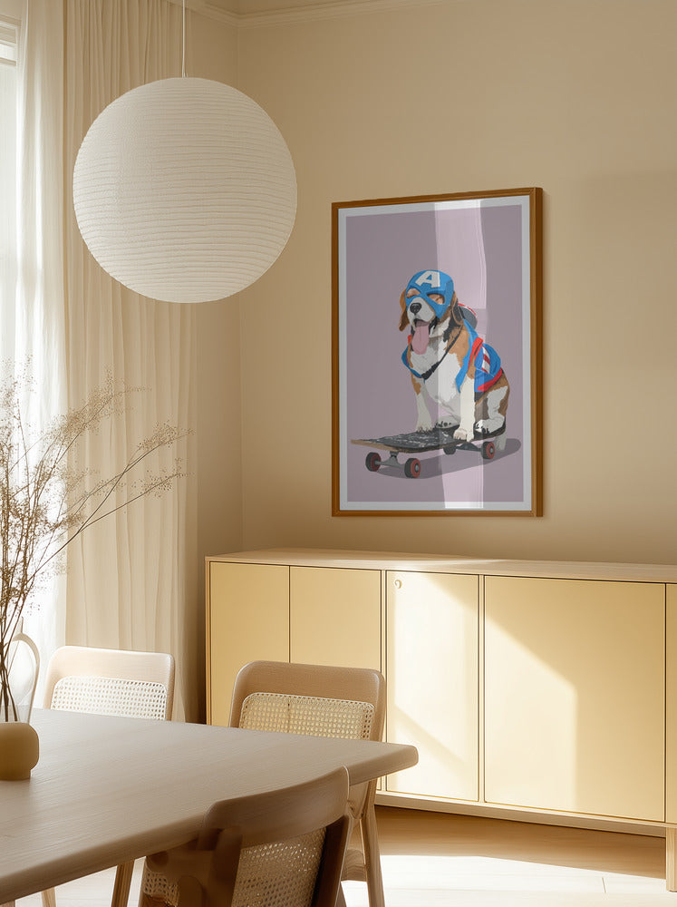Super Skater Dog Metal Wall Art