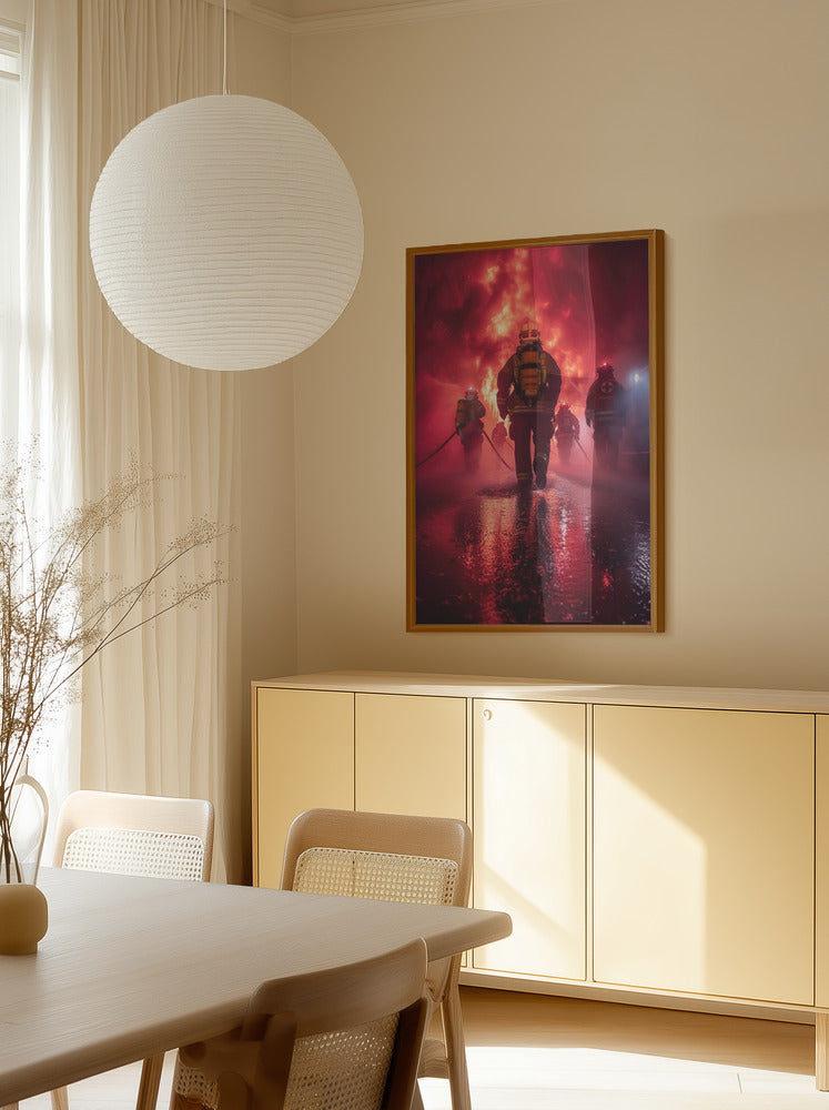 Bravery in Flames Firefighter Metal Wall Art