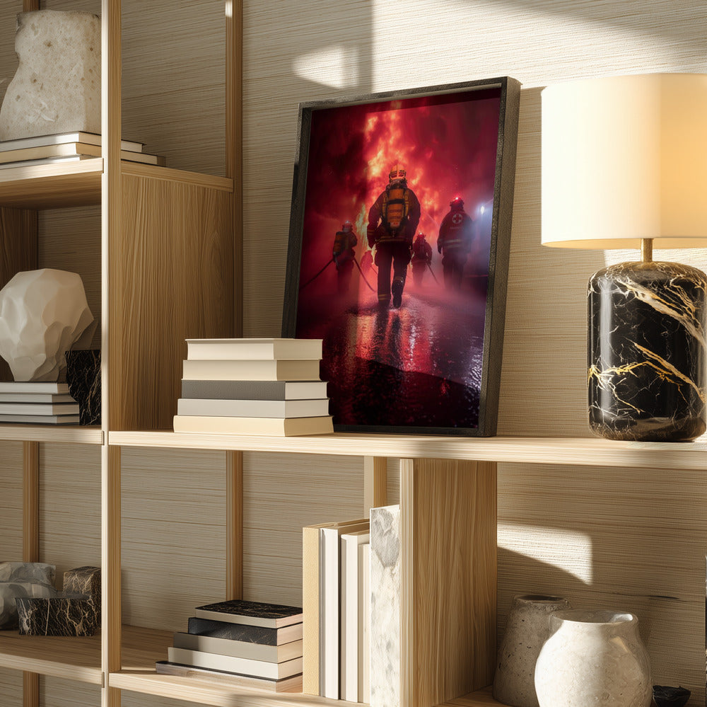 Bravery in Flames Firefighter Metal Wall Art
