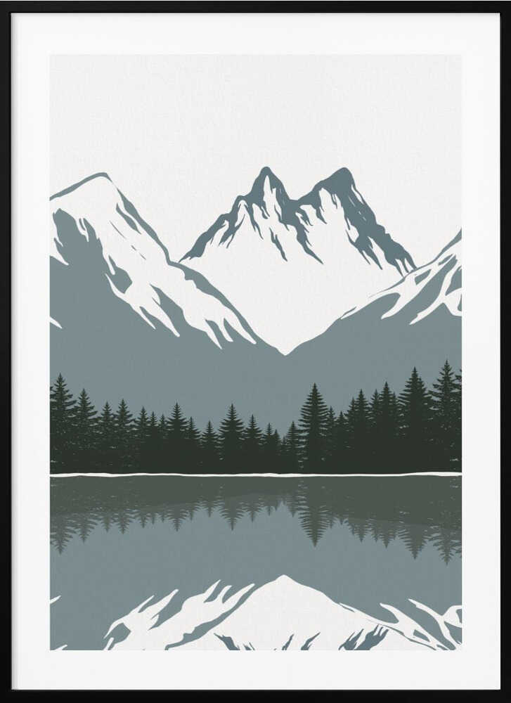 Alpine Reflection Minimalist Metal Wall Art