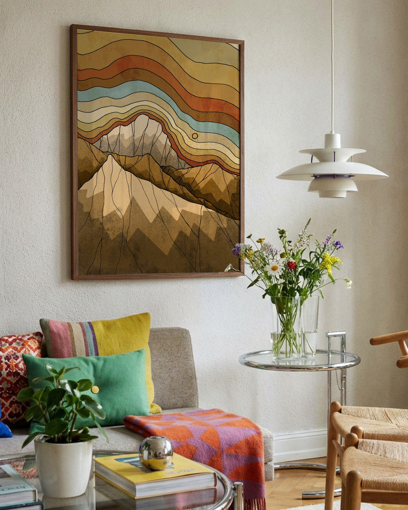 Minimalist Earthtone Horizon Layers Metal Wall Art