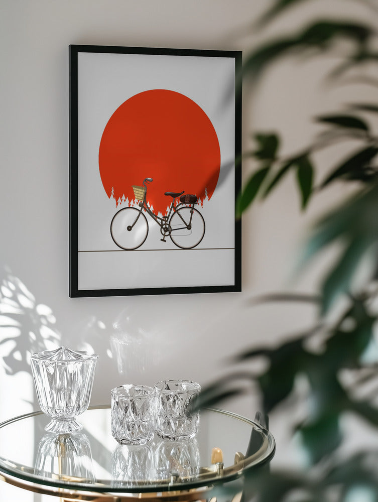 Crimson Horizon Cycling Metal Wall Art