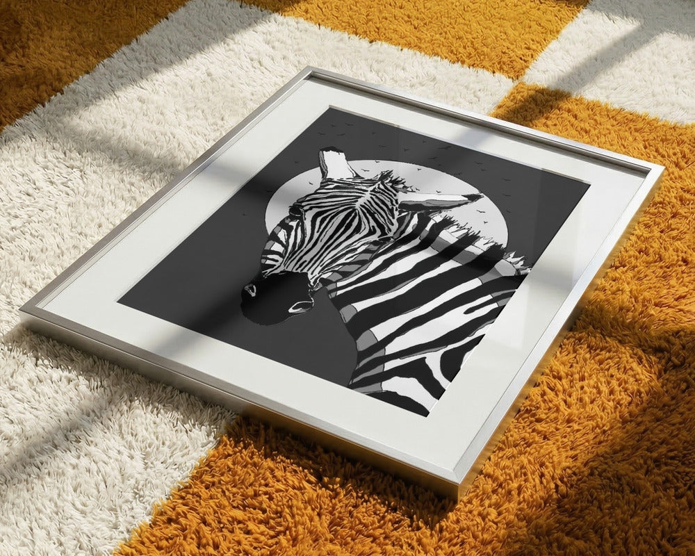 Monochrome Safari Zebra Minimalist Metal Wall Art