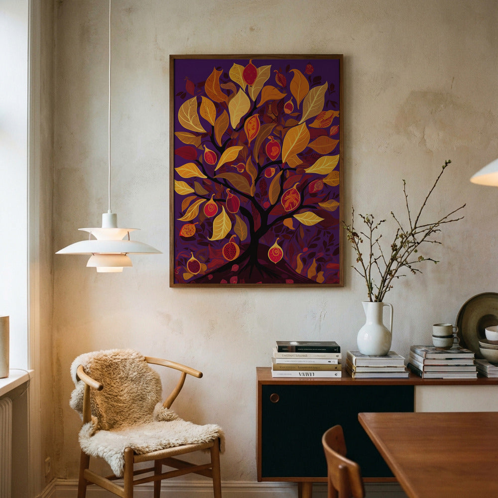 Mystic Pomegranate Tree Abstract Metal Wall Art
