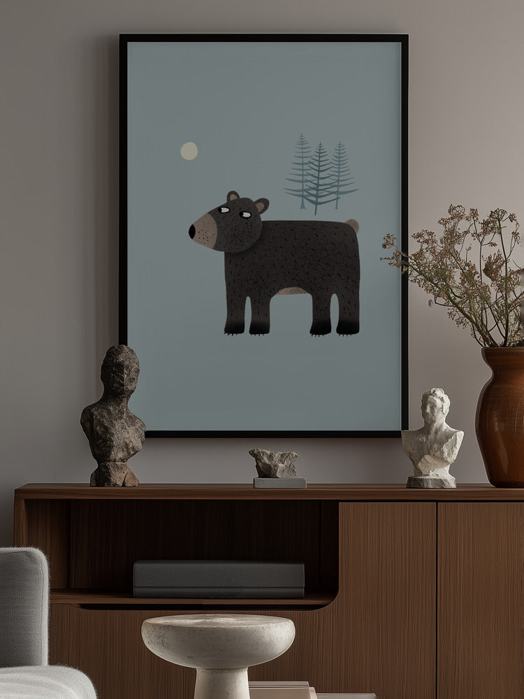 Quiet Forest Bear Minimalist Metal Wall Art