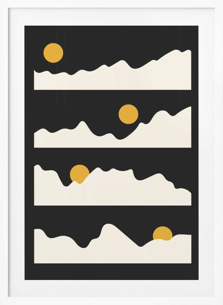 "Golden Horizon: Abstract Mountain and Sun Metal Wall Art"