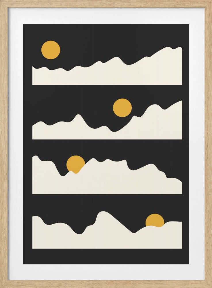 "Golden Horizon: Abstract Mountain and Sun Metal Wall Art"