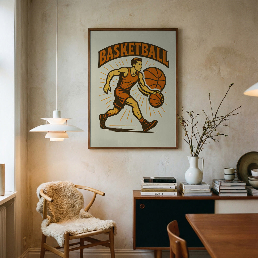 Vintage Court Legend Basketball Metal Wall Art