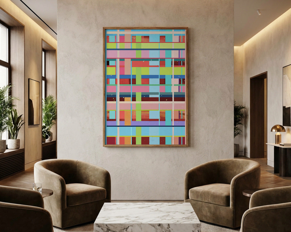 "Color Prism: Abstract Geometric Metal Wall Art"