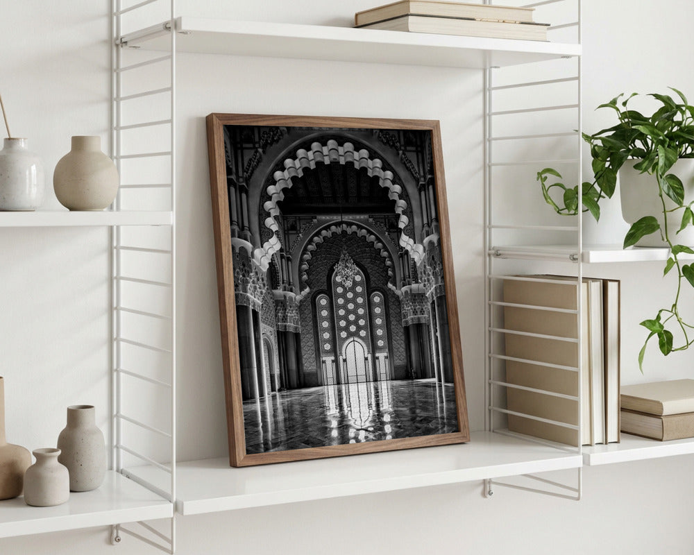 Sacred Arch Cathedral Metal  Black and White Wall Art