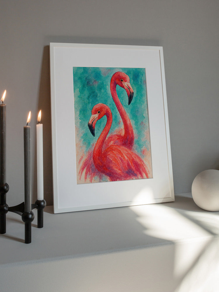 "Flamingo Serenity: Abstract Metal Wall Art"