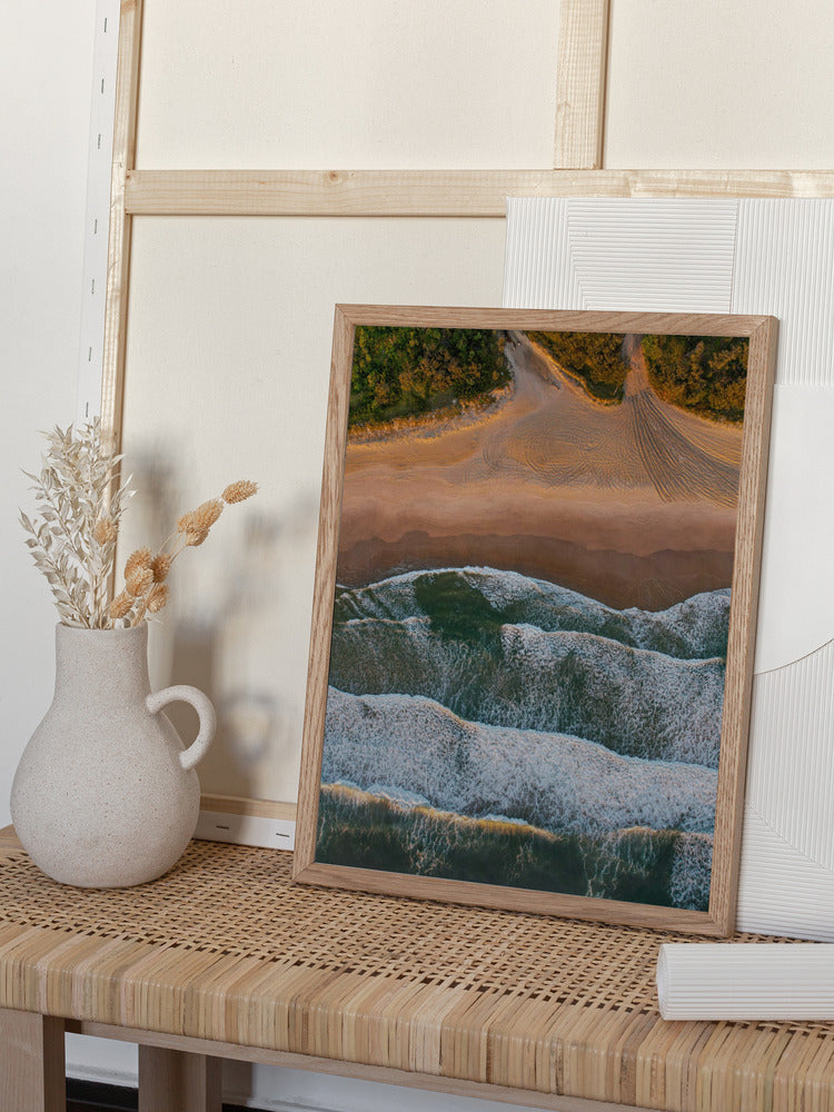 “Golden Coast Aerial” Beach Metal Wall Art