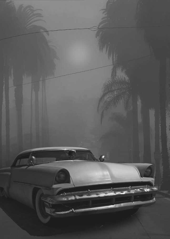 “Midnight Boulevard Classic” Car Metal Wall Art