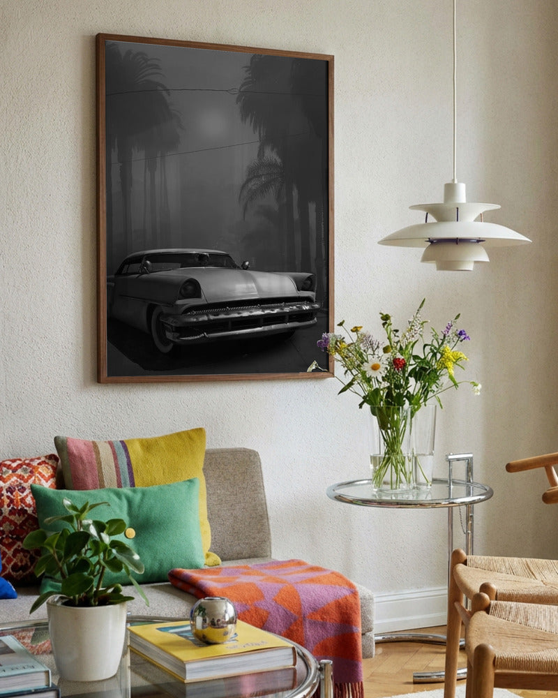 “Midnight Boulevard Classic” Car Metal Wall Art