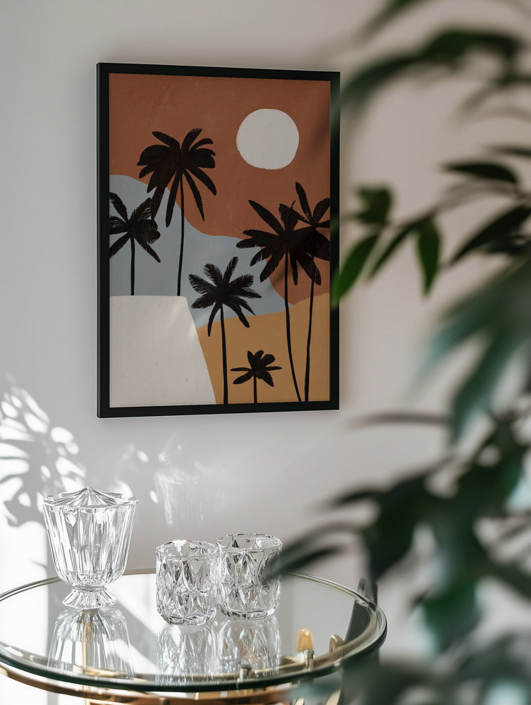 Sunset Palm Minimalist Metal Wall Art