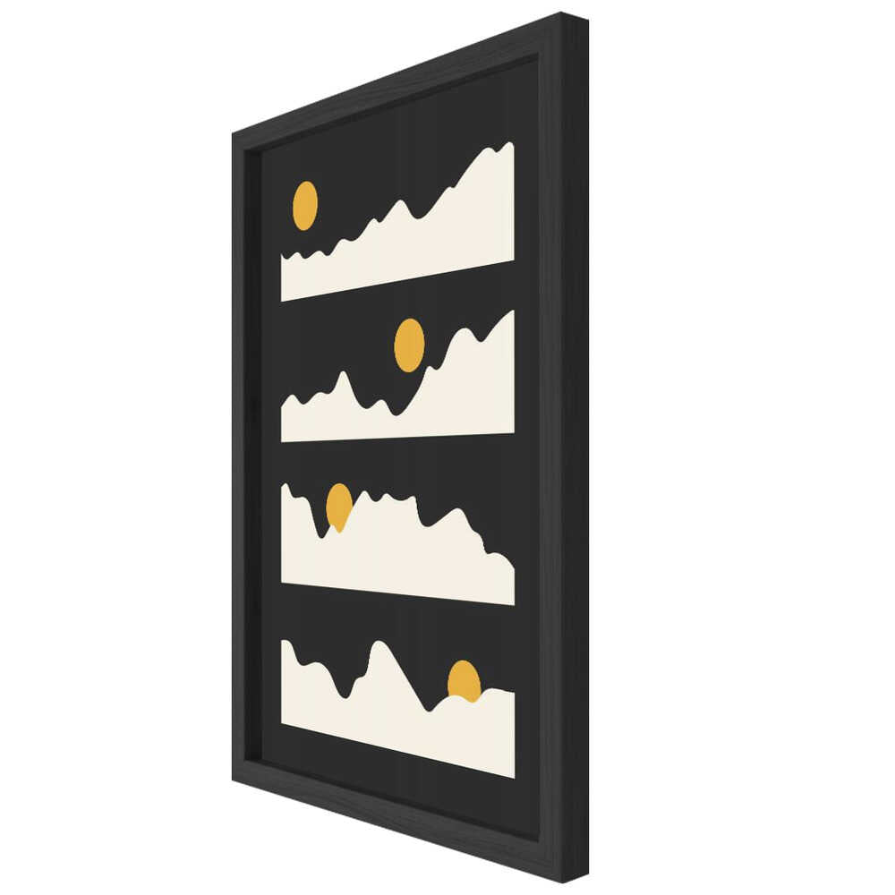 "Golden Horizon: Abstract Mountain and Sun Metal Wall Art"