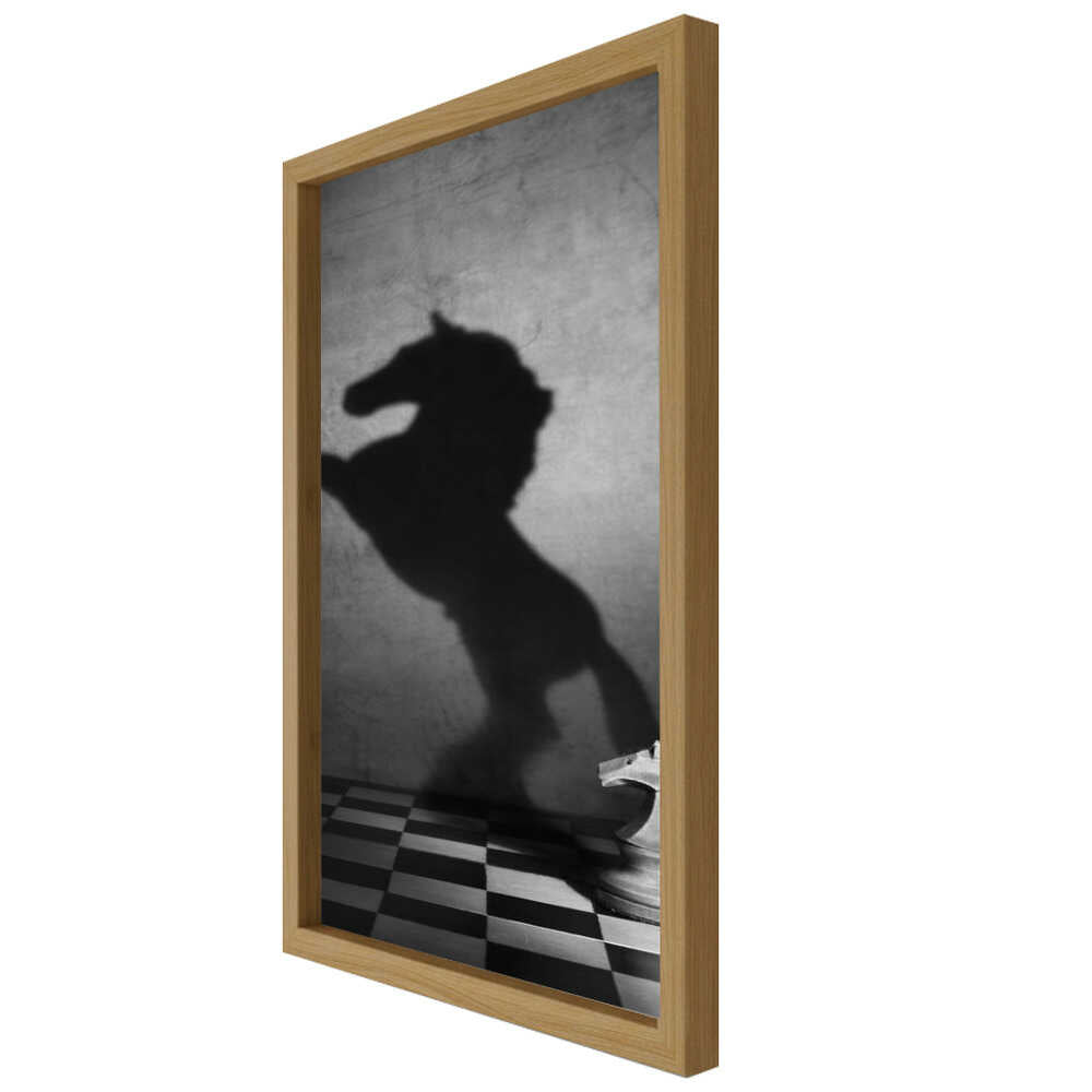 Knight’s Shadow Chess Black & White Metal Wall Art