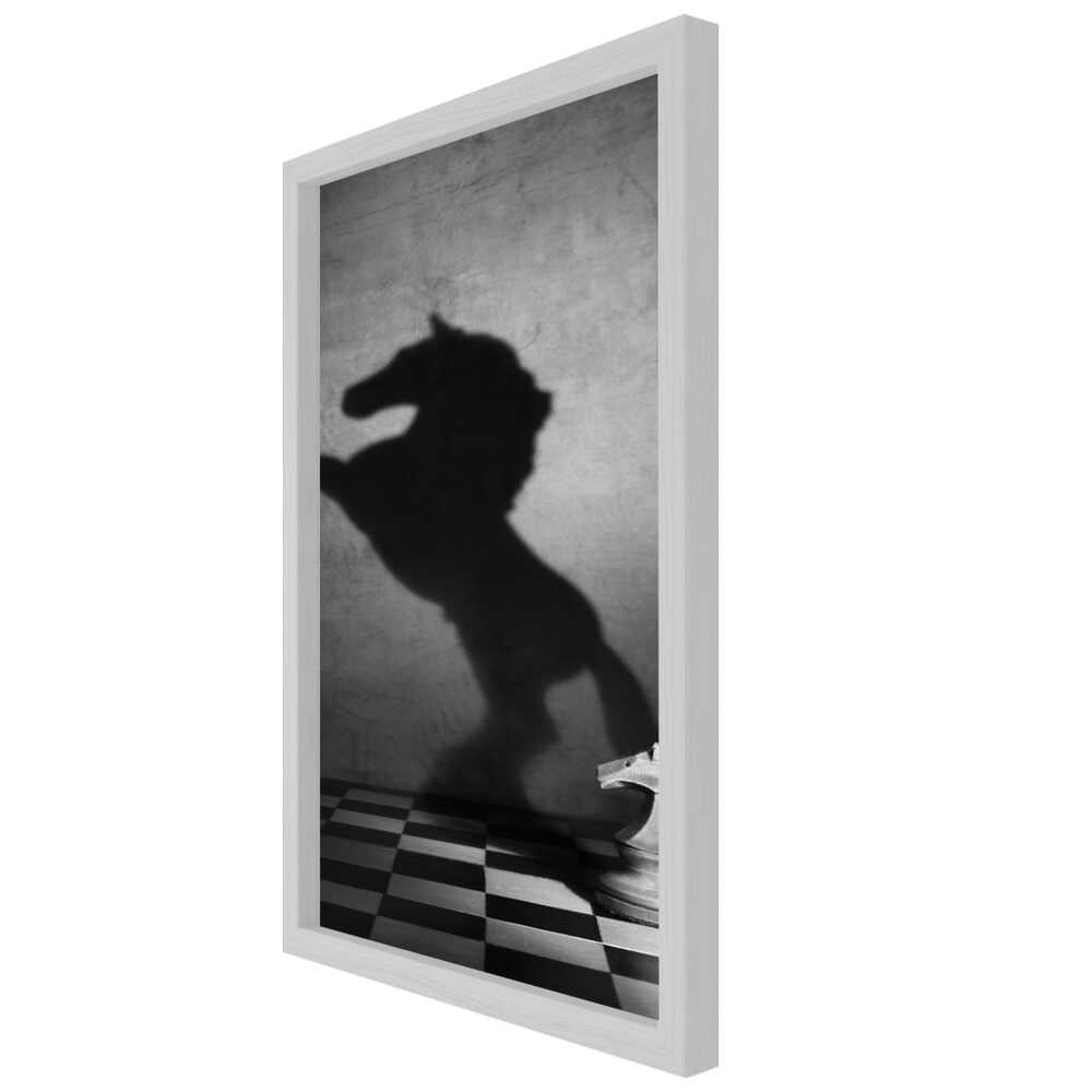 Knight’s Shadow Chess Black & White Metal Wall Art