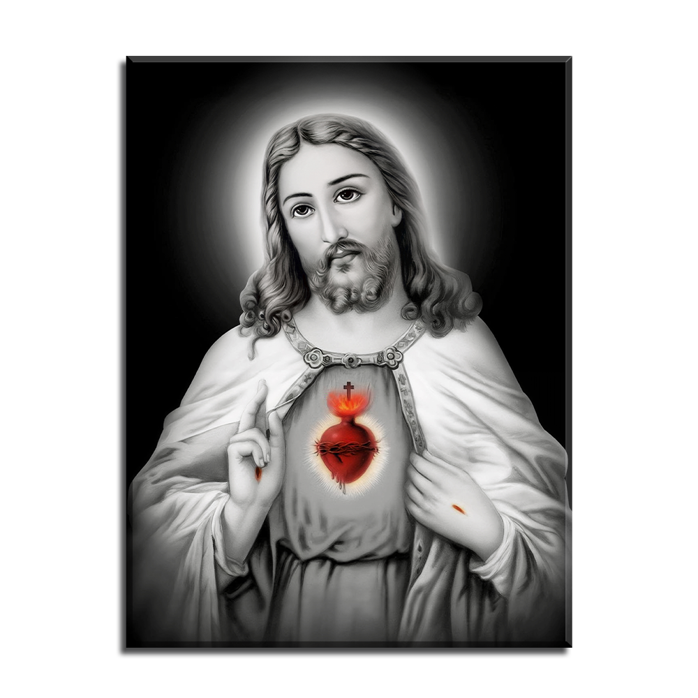 Jesus Sacred Heart Monochrome-Acrylic Wall Art
