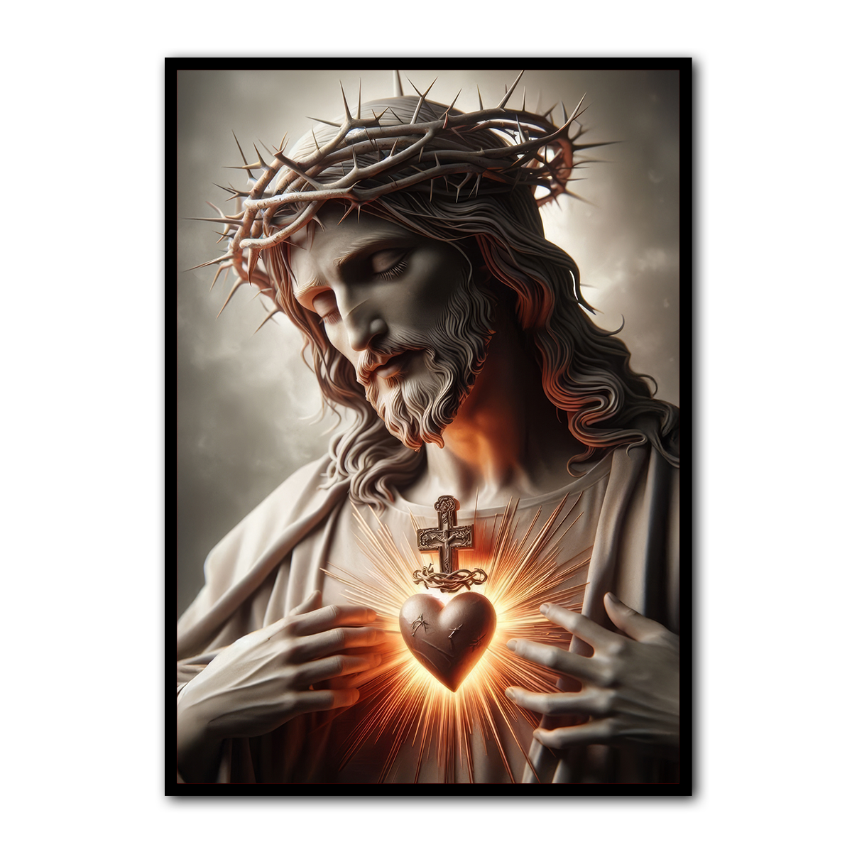 The Suffering Savior – Sacred Heart of Jesus  Metal Wall Art