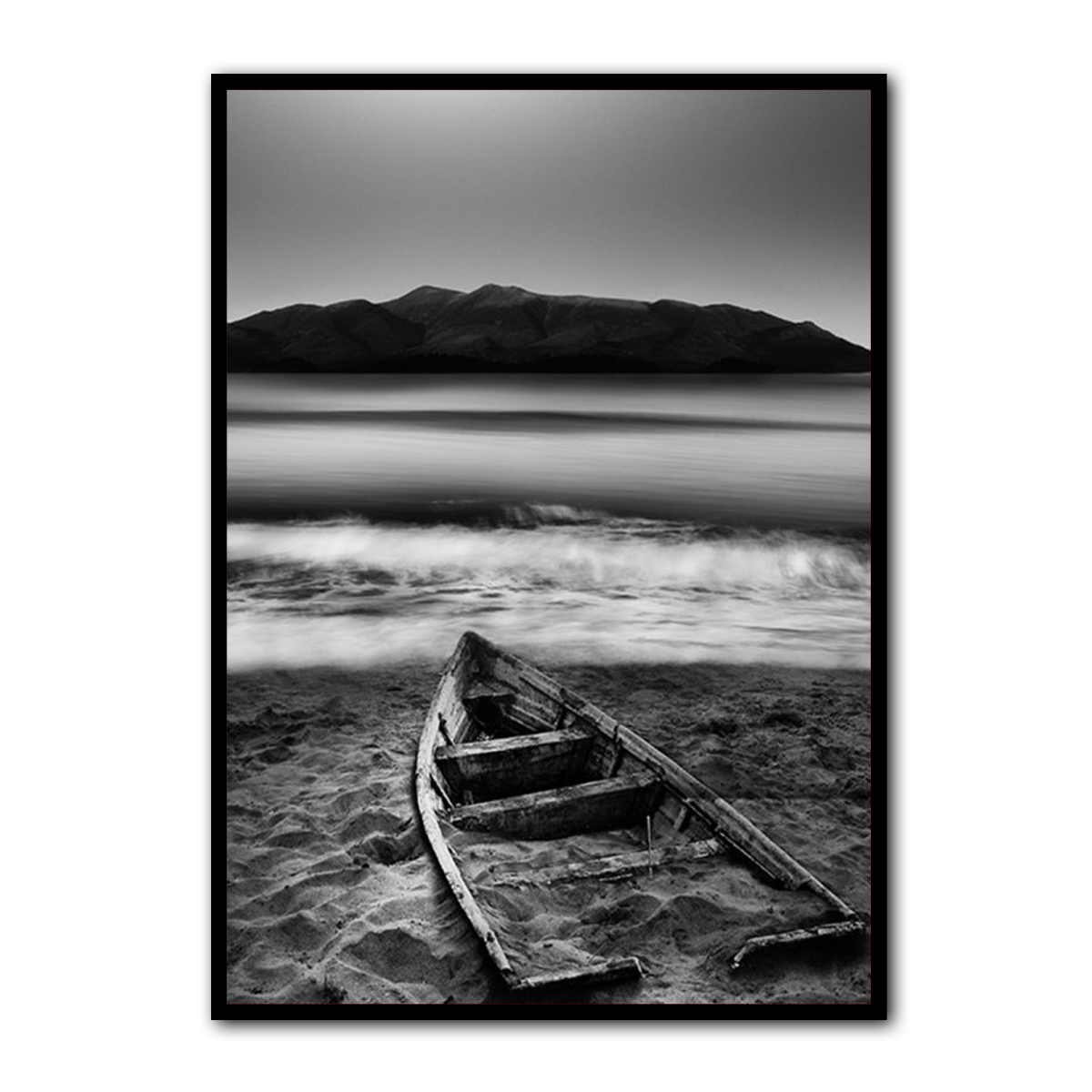 Tranquil Shores – Black & White Metal  Wall Art