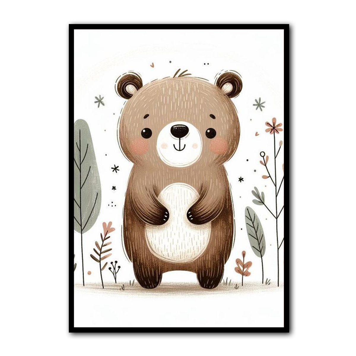 Cute Baby Bear Nursery Metal Wall Art