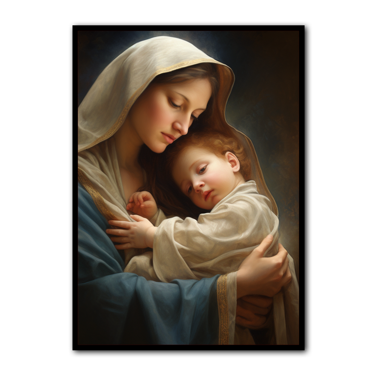The Virgin’s Embrace – Mary & Jesus HD Metal Wall Art