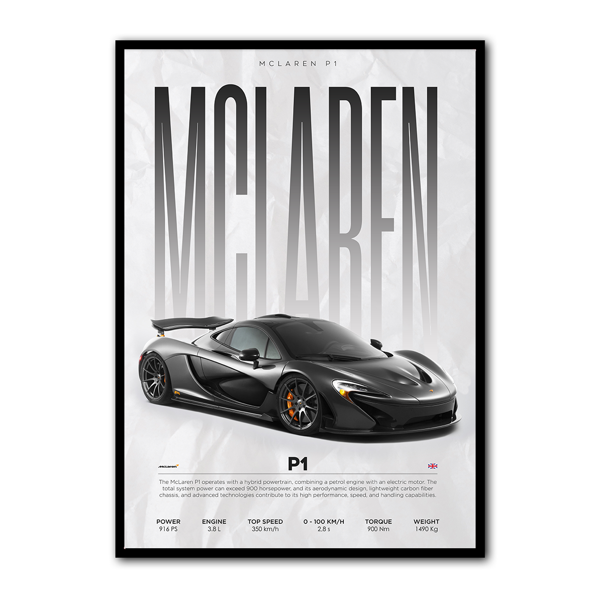 McLaren P1 Supercar  Metal Wall Art