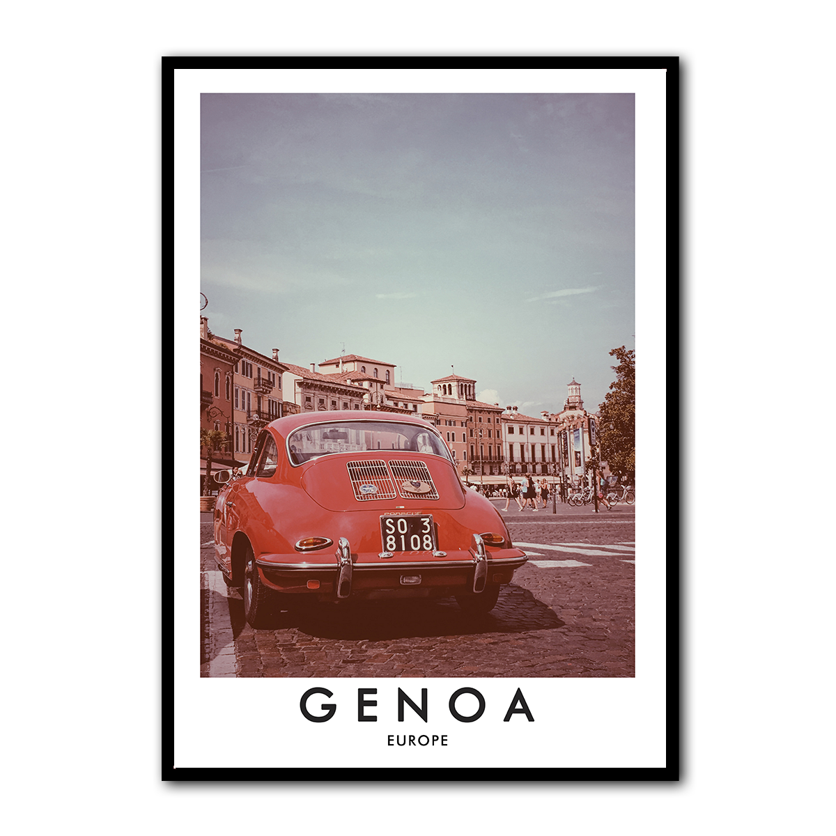 Genoa Italy Wall Art – Vintage Red Car HD Metal Print