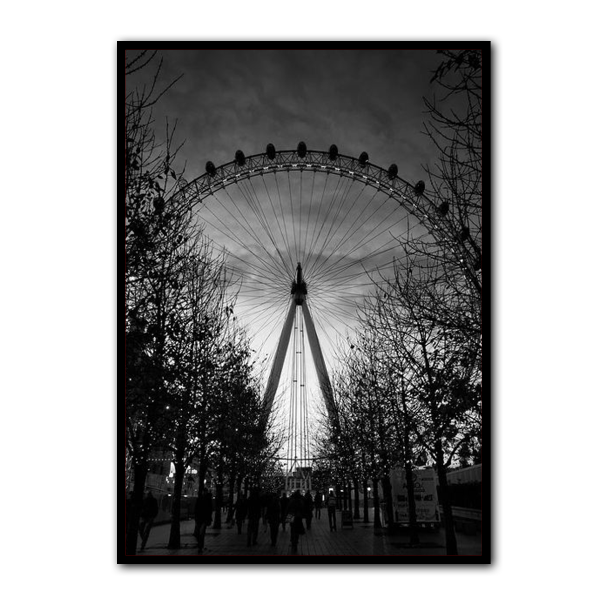 “London Eye Silhouette” – Black & White  Metal City Wall Art