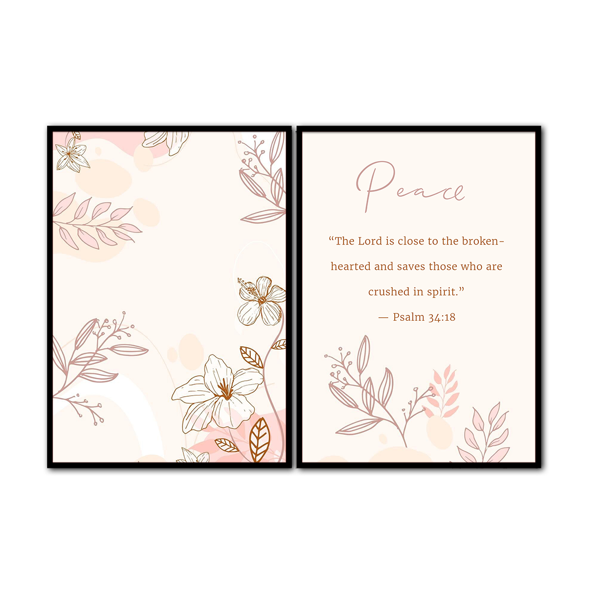Peace – Psalm 34:18 - 2 Panel Metal  Wall Art