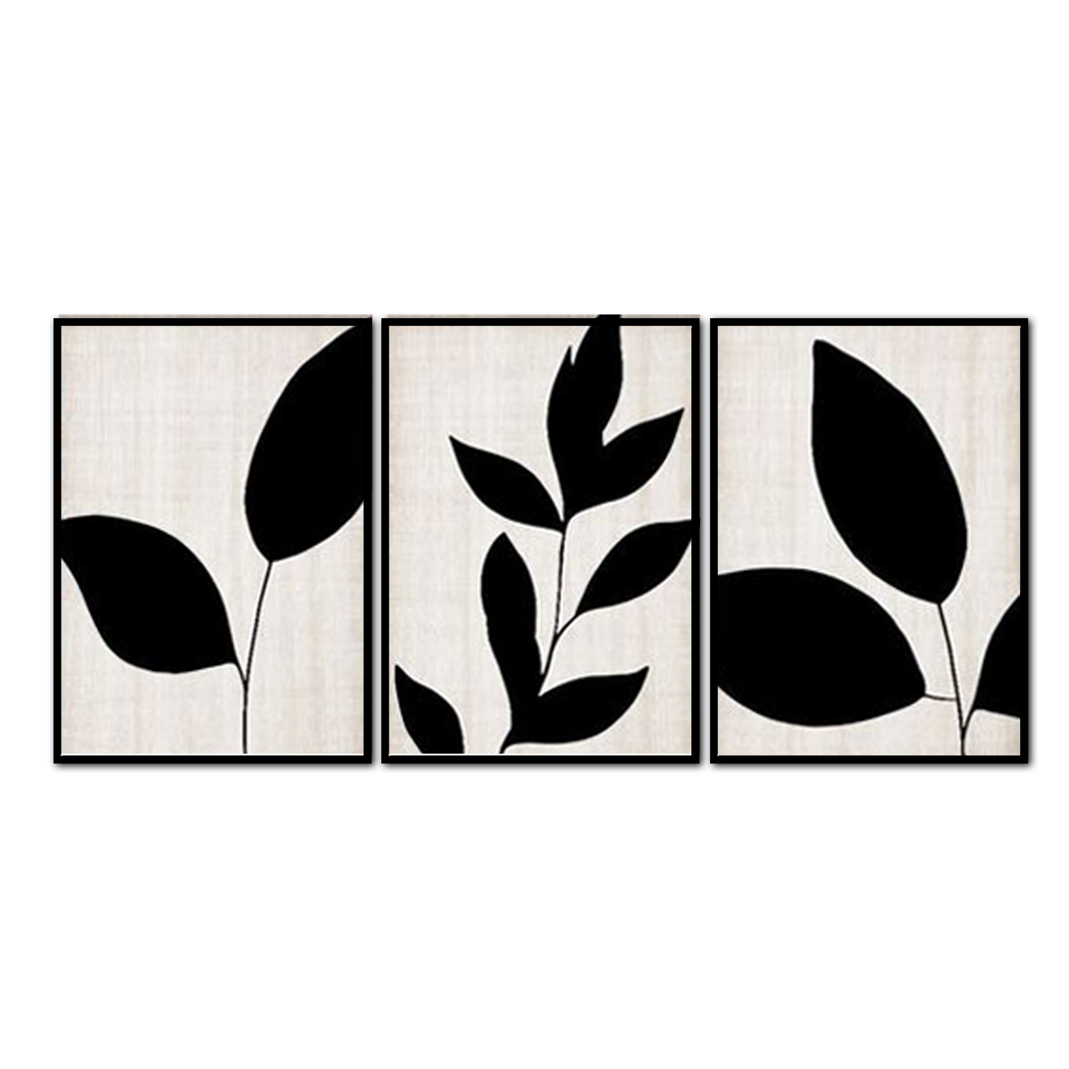 "Monochrome Serenity" – 3-Panel Abstract Floral Metal Wall Art