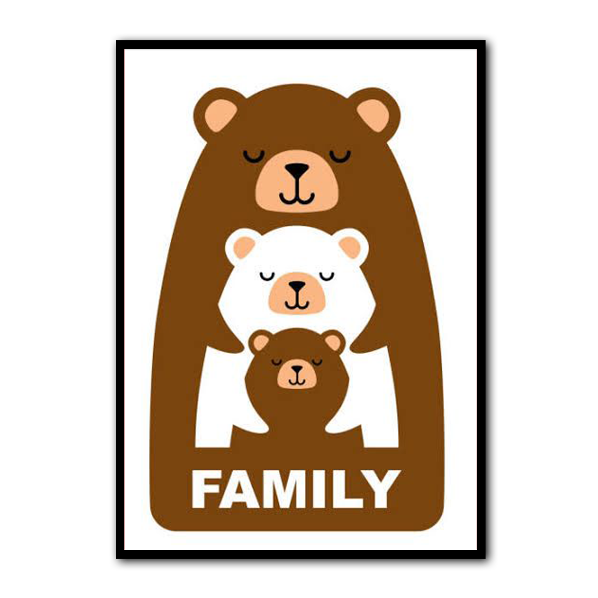 “Bear Family Love” Kids Metal  Wall Art