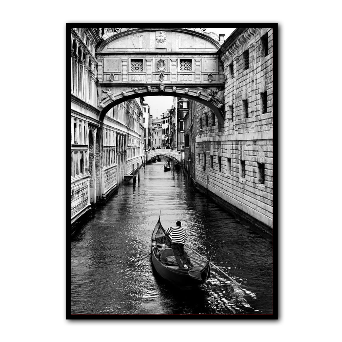 “Venetian Serenity” – Black & White Gondola  Metal Wall Art