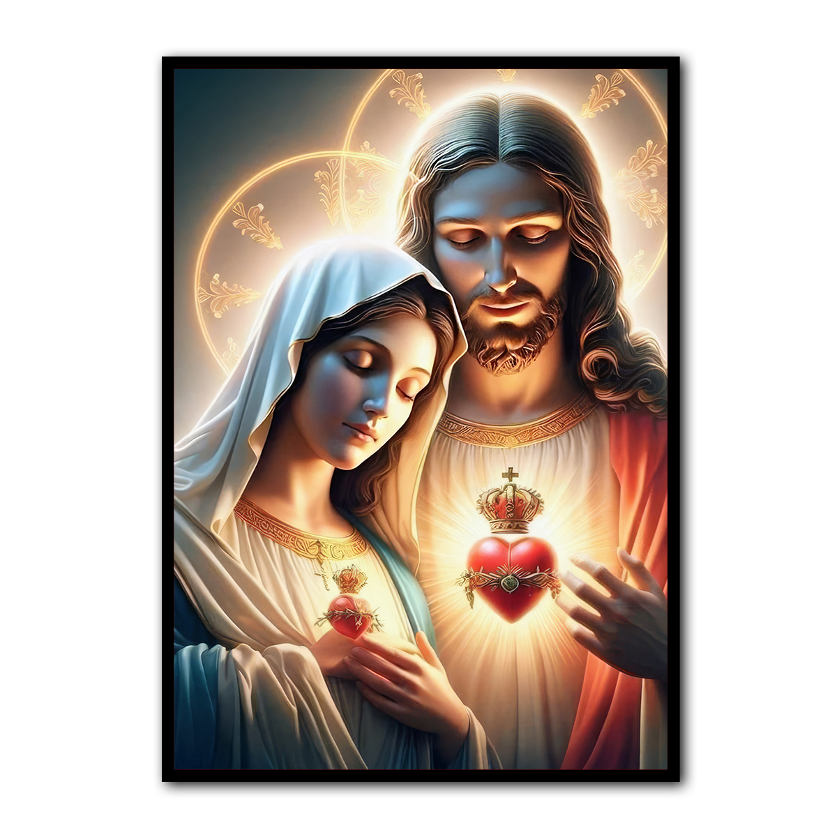 Sacred Hearts of Jesus and Mary – HD Metal Christian Metal  Wall Art