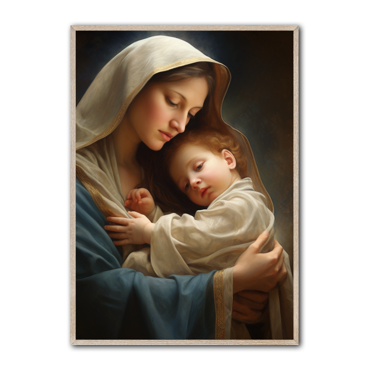 The Virgin’s Embrace – Mary & Jesus HD Metal Wall Art