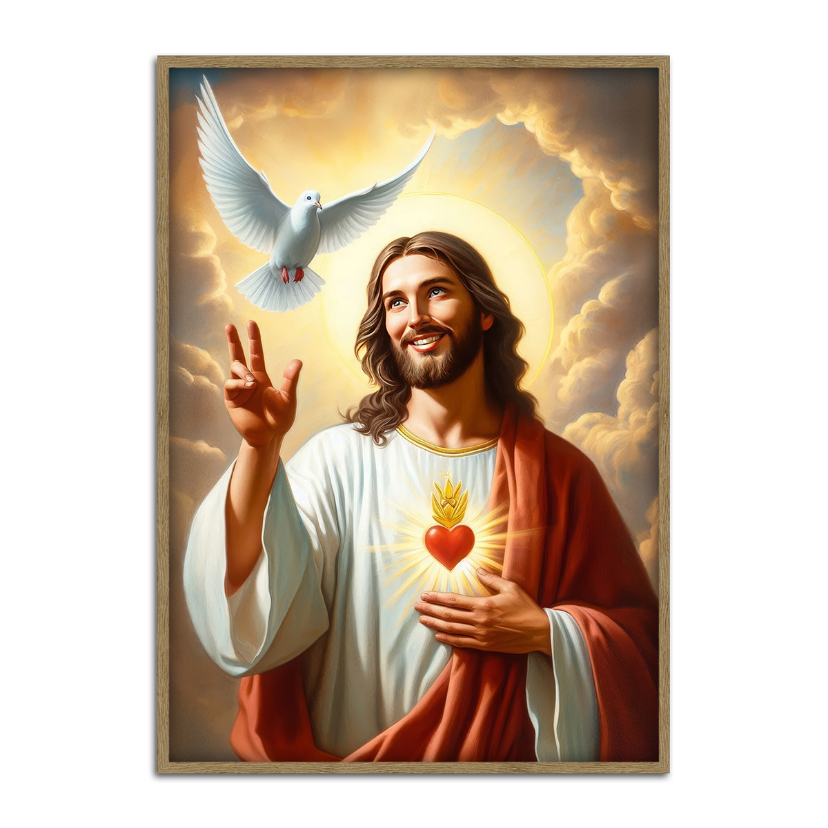 Sacred Heart & Holy Spirit – Faith and Peace Christian Metal  Wall