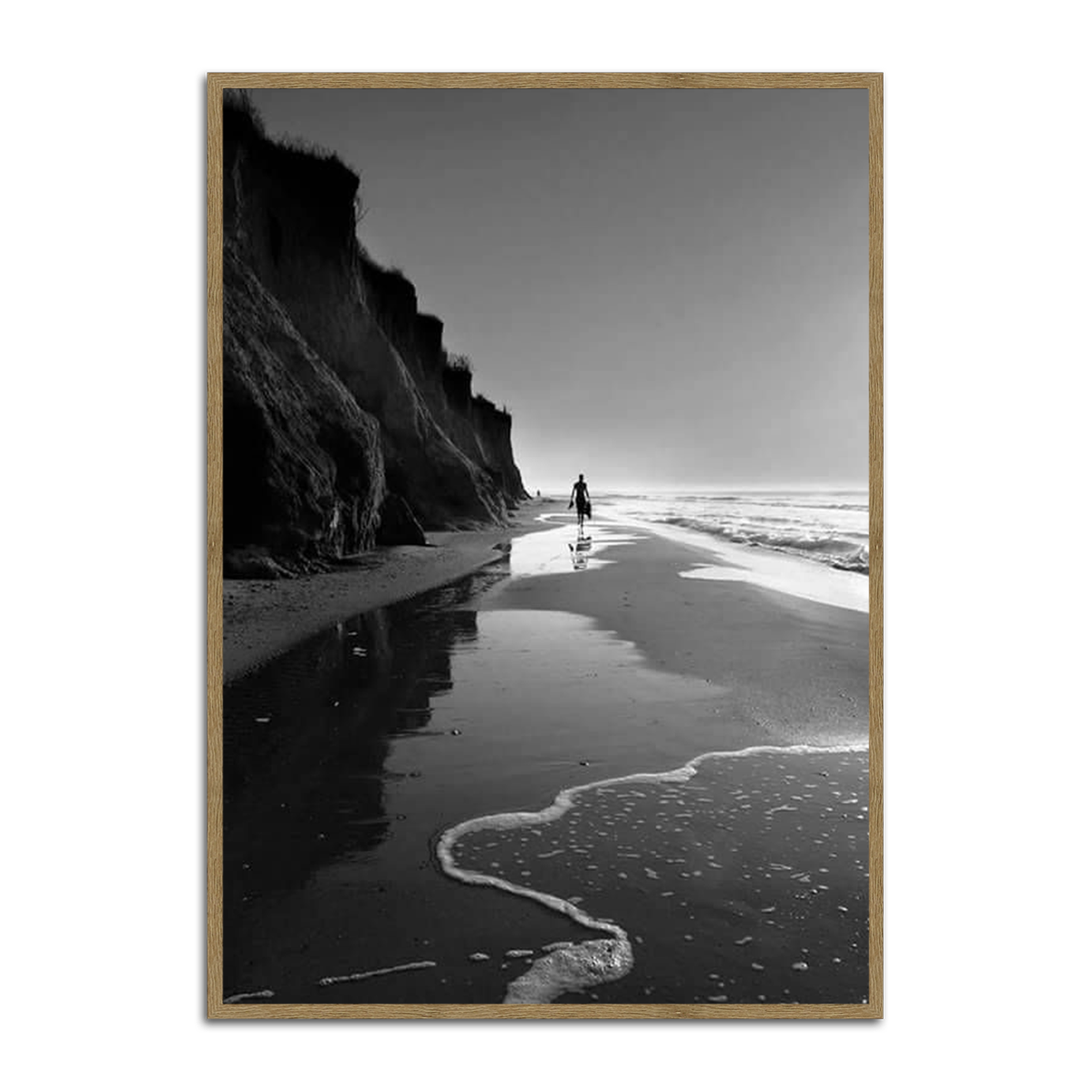 “Walk of Stillness” – Monochrome Beach  Metal Wall Art