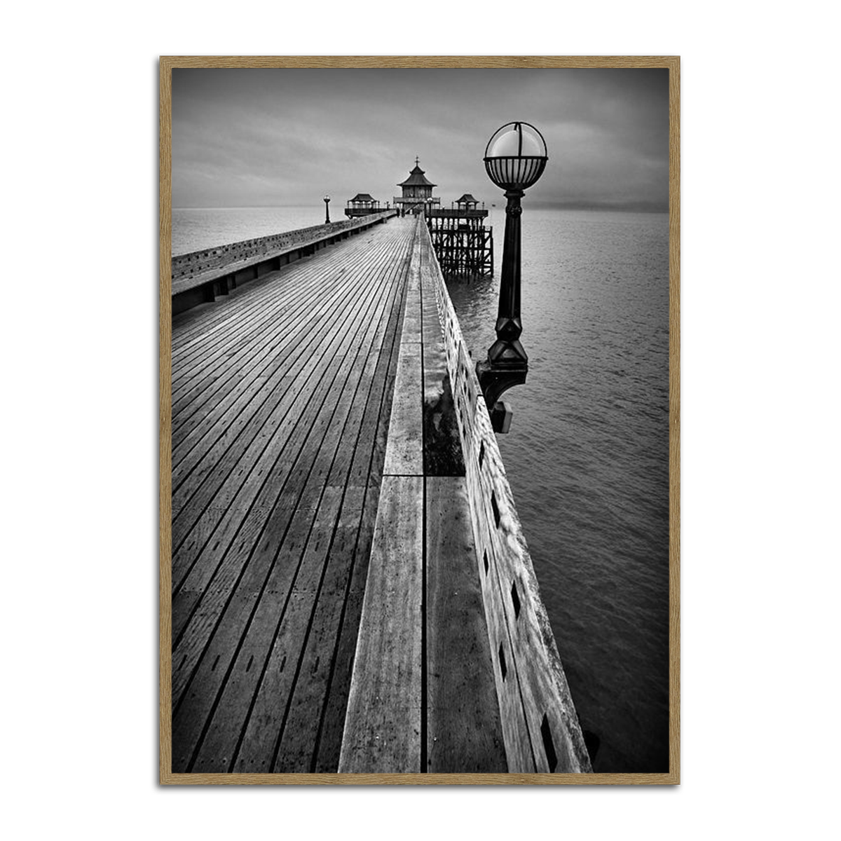 “Path to Serenity” – Coastal Pier Black & White Travel Metal  Wall Art