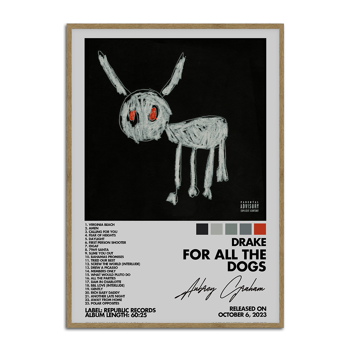 Drake “For All The Dogs” Metal Wall Art