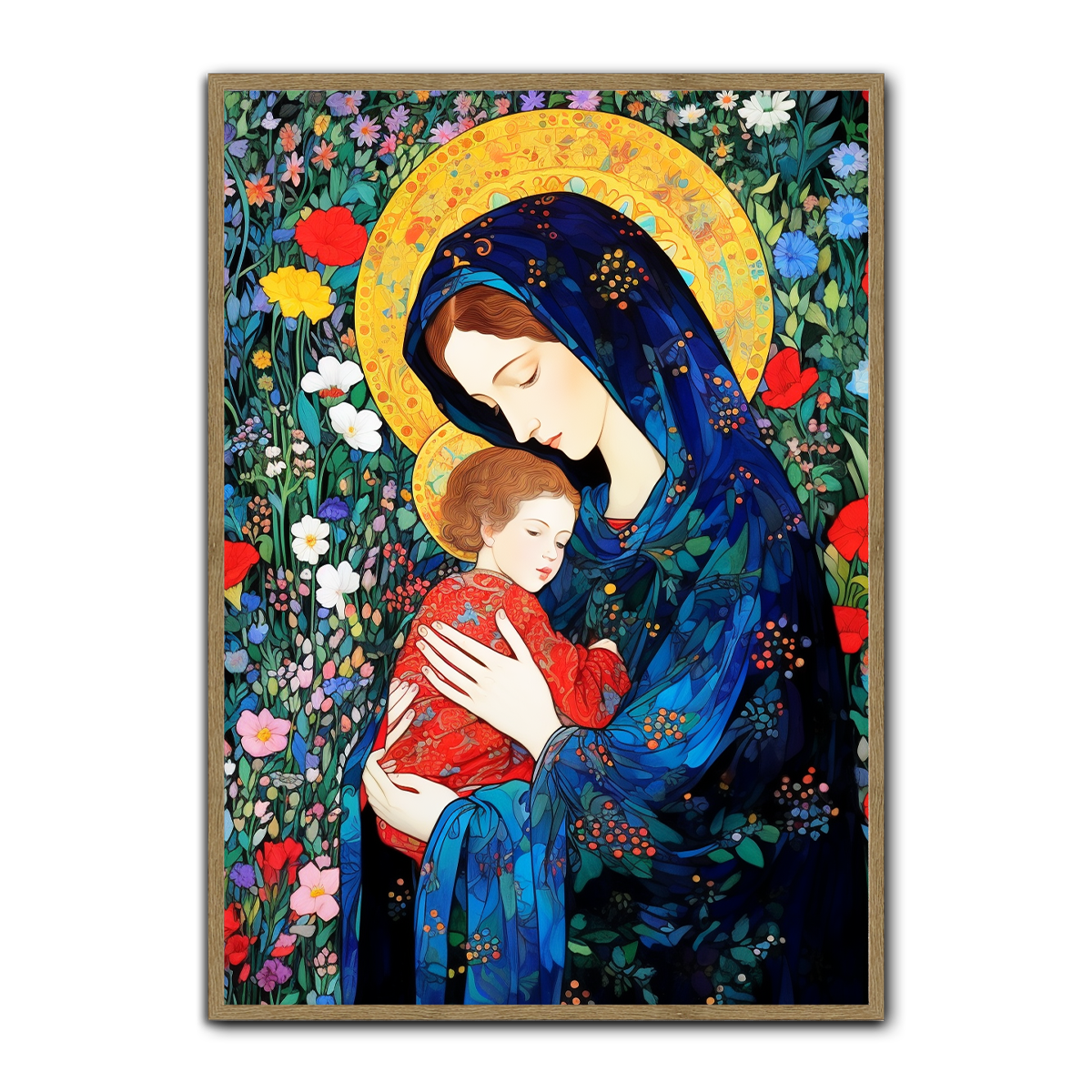 Garden of Grace – Mother Mary & Jesus HD Metal Wall Art