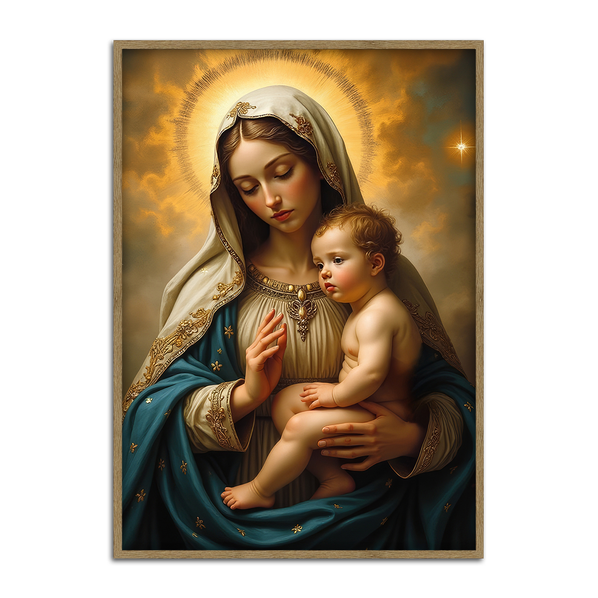 Mother Mary with Child Metal Wall Art