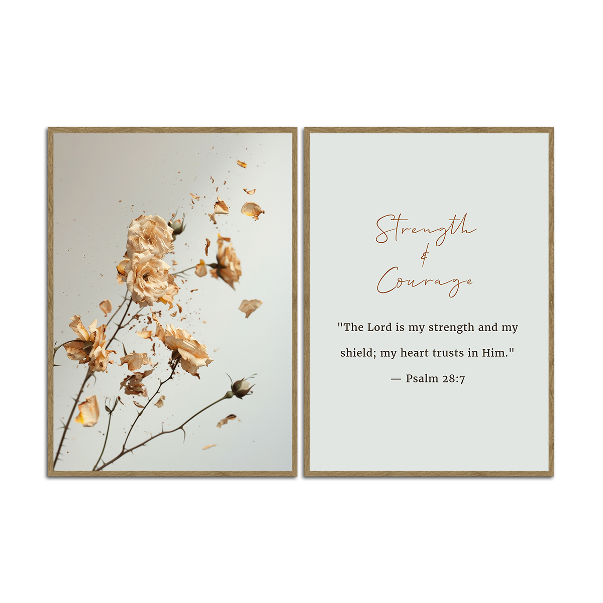 Strength & Courage – Psalm 28:7- 2 Panel Metal Wall Art