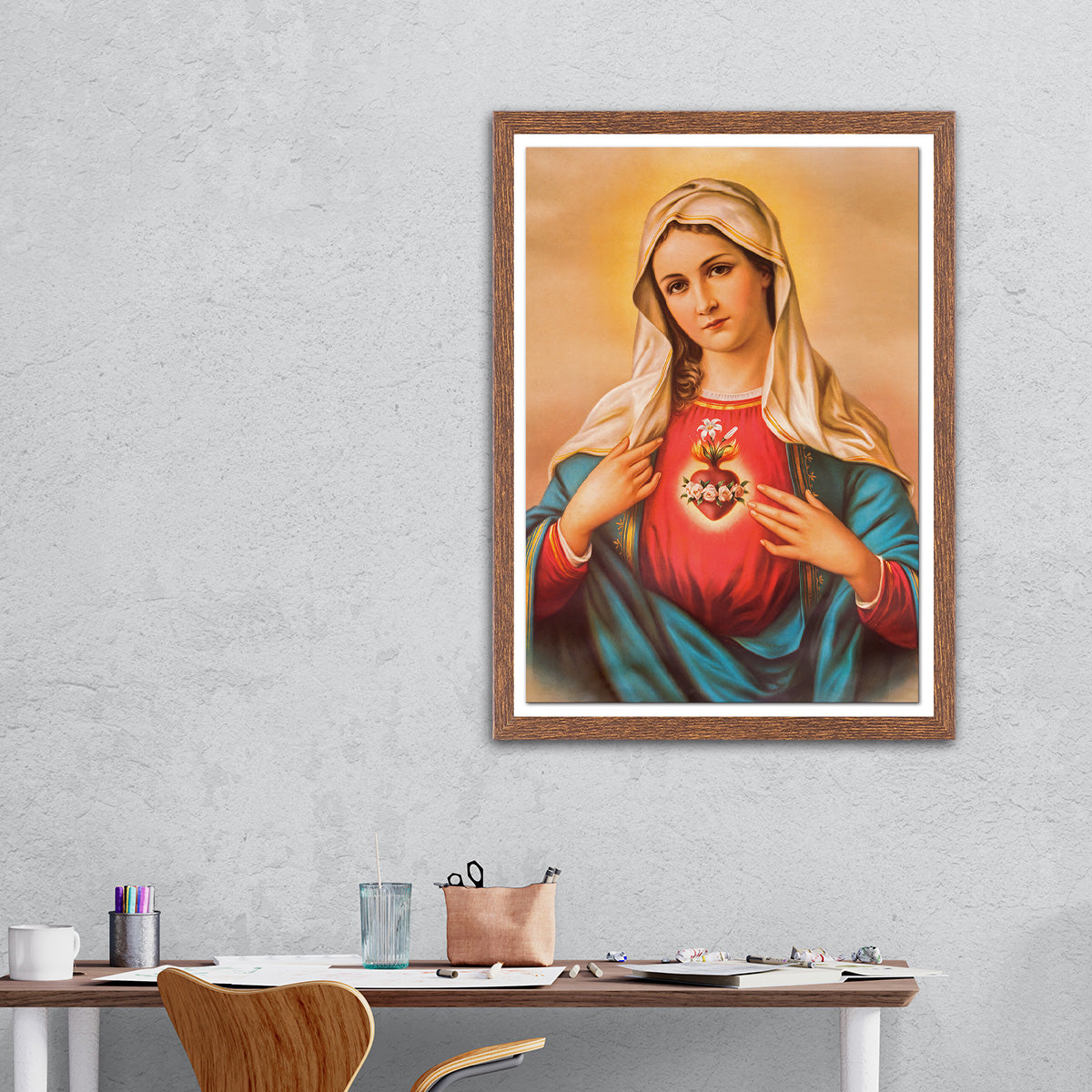 Virgin Mary's Sacred Heart II HD Metal Wall Art