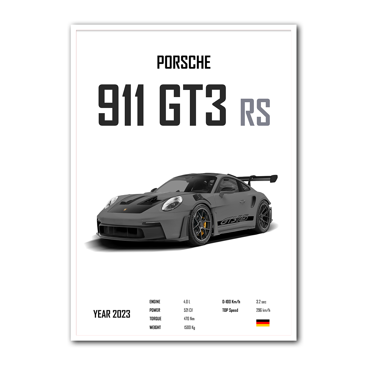 Porsche 911 GT3 RS Metal  Wall Art
