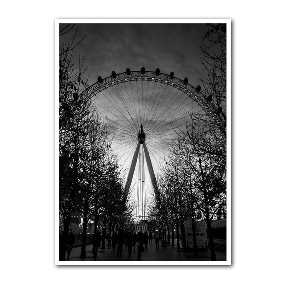 “London Eye Silhouette” – Black & White  Metal City Wall Art