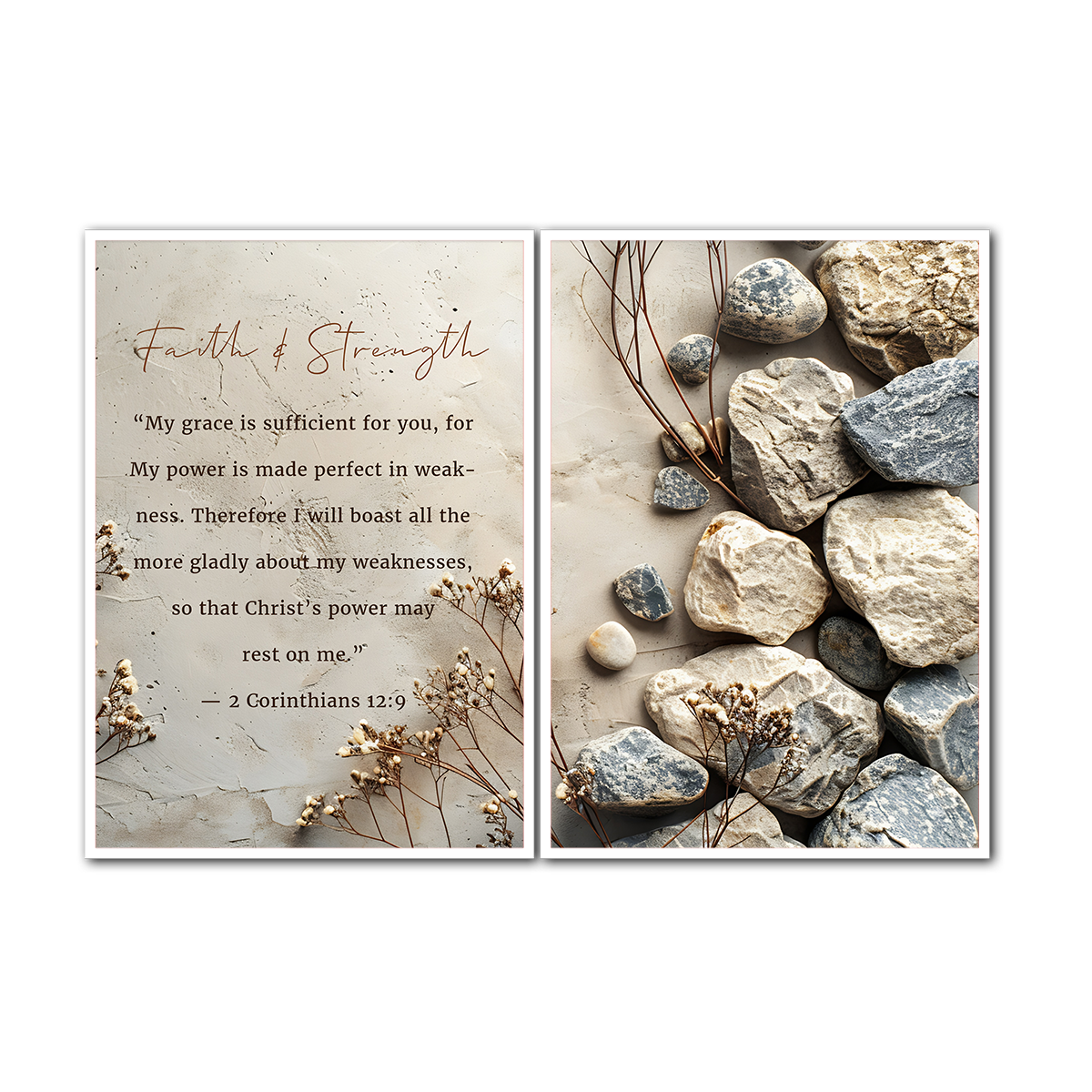 Grace in Weakness – 2 Corinthians 12:9 - 2 Panel Metal Wall Art