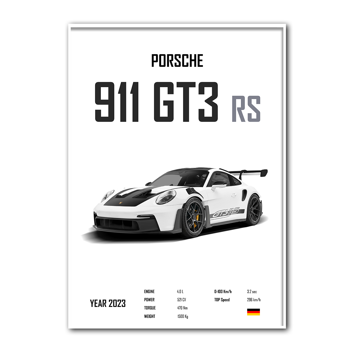 Precision and Power: Porsche 911 GT3 RS Metal Wall Art
